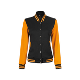 Women's Yellow and Black Varsity Jacket - Baseball Style